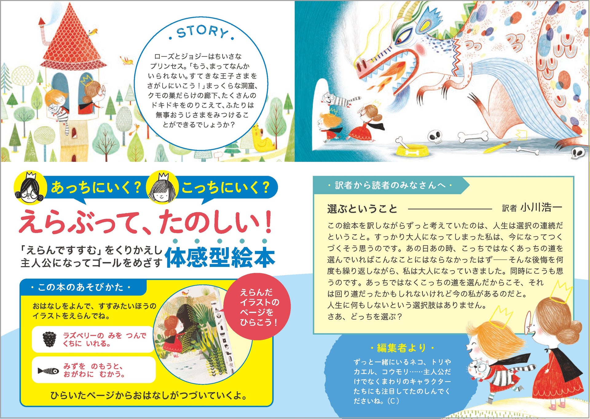 『どっちにすすむ？①おうじさまをさがしにいこう！』販促チラシ